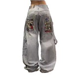 Plataz New Y2k High Street Gradient Loose Straight Jeans Men And Women's Same Trendy Jeans DJPT