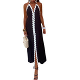 Plataz Women's Summer Hanging Neck-Loose Sexy Dress Simple Fashion Bump Dress