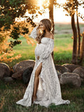 Plataz Under The Fork Pregnant Woman Photo Skirt Photo Dress Drag On The Ground Sub-Body Set 1252 Maternity