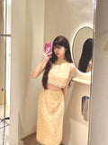 Plataz Mencius Yiyi Heavy Industry Nail Beads Small Fragrant Breeze Vest Blouse 2024 Summer Beautiful Champagne Beads Half-Dress