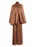 Plataz Dress 2025 Summer New Retro Fashion Design Feeling 100-Folded Bat Sleeve Dress Woman