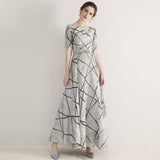 Plataz Dress 2025 New White Fashion Long Slim Slim Elegant Banquet Host Fashion Dress