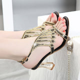 Plataz Wearing Sandals Women's Dress Coarse Heels Elegant Fashion Young Bohemian Water Drill Sandals High Quality Shoes