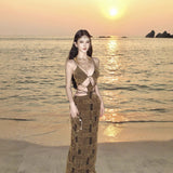 Plataz Style Hottie Sexy V-Neck Slings Body-Body-To-Scks Dress Seaside Holiday Style Design Reveals Back Dress