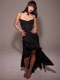 Plataz Style Sexy New Slings Solid V-Neck High-Ball Net Repair Medium Long Dress HZ0628
