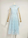 Plataz Summer Australian Holiday Wind Collar Sleeveless Belt To Collect Waist Water Lace Purple Dress Dress Dress