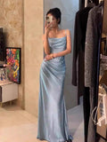 Plataz Mermaid Spaghetti Straps Blue Sequin Prom Dresses Birthday Outfits With Ruffle SD1139 HZ0628
