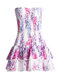 Plataz Holiday Style Dress 2025 Summer New Breast-Print Body-Wearing Short Skirt Girl With Lotus Leaf Side