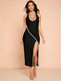 Plataz Element Hanging Neck Elastic Banding Dress Dinner Light Luxury High-End Evening Dress