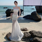 Plataz Holiday Style Sexy Perspective Chiffon Flower Bra Dress Female Design Sense Of Body Quality Dress