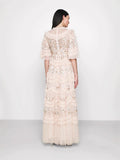 Plataz Summer British Tide Fairy Embroidery Flower Lotus Leaf Sleeves Wood Ear Goddess Net Yarn Cake Dress Dress
