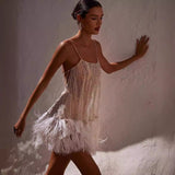 Plataz Party Dress Sexy Bare Back Skirt Layered Tuxedo Mesh Beads Sling Skirt