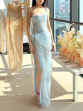 Plataz Minority Temperament Lace Mesh Embroidery Dress Woman 2025 New High-End Feel Banquet Waist Dress