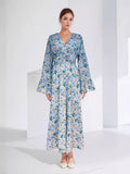 Plataz Beautiful Floral Dress Niche Design Super Fairy Pink V Collar Folds Waist Dress French 2024