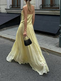Plataz French Sexy Folding Solid-Colored Chiffon Dress In Summer 2024