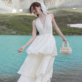 Plataz Design Sense Niche Sleeveless Hanging Neck Dress Fairy Summer Seaside Holiday Dress