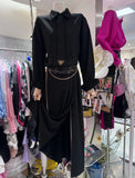 Plataz Elegant Style Dress Spring 2025 New Collar Tie Sexy High-Waist Opening Dress Dress Woman