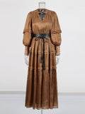 Plataz Literary And Art Retro Style Dress 2025 New Temperament Bubble Sleeve Tie To Repair The Summer Long Dress Woman