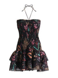 Plataz Holiday Wind 2025 Summer New Breast-Scaring Necked Neck Design Short-Height Bullet Short Dress