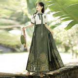 Plataz Mysterious Magic Chinese Style Improve The Chinese Element Of Women's Short-Sleeved Top Dress Dress Set 9065