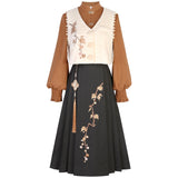 Plataz Maple Chinese Costume Chinese Style Improvement Han Element Vest Shirt Half Skirt Set 8959