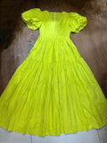 Plataz Niche 2024 Summer Wind V Collar Bubble Sleeves Short Sleeve Splicing Folds To Collect Waist Pink Dress Dress