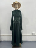 Plataz 2024 New Court Feng Sleeve Dress With Half-High Collar Long-Sleeved Dress