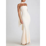 Plataz Women's New Body-Body-Bendered Ass Fishtail Dress Solid Dress Skirt Shawl HZ0628