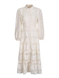Plataz Court Dress 2025 Summer New Fashion Collar Lantern Sleeve Embroidered Dress Dress Woman