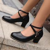 Plataz Shoes Spring And Autumn New Single Shoes Thick Heel High Heel Shoes Mary Jane Shoes Work Shoes Large Women's Shoes High Quality Shoes