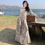 Plataz Long Sweet Hottie Beach Dress Women's Broken Flower Dress Sanya Thailand Seaside Holiday Dress Summer
