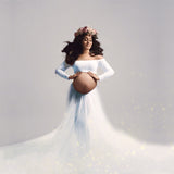 Plataz Pregnant Women Sexy Long-Sleeved Lace Dress Mesh Pregnant Women Take Pictures Of Pregnant Women Pregnant Skirts Maternity