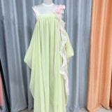 Plataz New Super Fairy Atmosphere Relaxed Dress Flexible Girl Pink Green Flowers Brate Dress