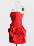 Plataz Wind Brao A-Shaped Dress 2025 Spring New Party Dress Three-Dimensional Rose Big Flowers Splicing Dress Dress Woman