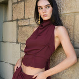 Plataz Women's Solid Color Hanging Neck With Large Bare Back Sexy Hot Girl Short Top DJPT