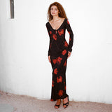 Plataz Women's Clothing Abstract Printing V Tie With High-Waisted Ass Long Skirt DJPT