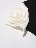 Plataz Famous Style Dress 2025 Summer New Round Collar Three-Dimensional Flowers Solid Dress Woman