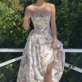 Plataz Sex-Emotional Casual Slings Elegant Print-Docked Back Dress HZ0628