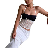 Plataz Sexy Hanging Neck Lace Blouse 2025 Summer New Umbilly Slinged Woman DJPT