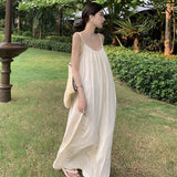 Plataz Resort Beach Dress Girl Loose Niche Design Feeling Big Back Dress Xishuangbanna Sling Dress Long Dress Summer