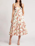 Plataz French Temperament Elegant Floral Prints Sling Dress In Summer 2024
