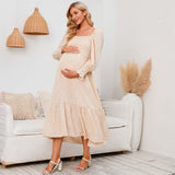 Plataz 2025 New Spring Pregnant Woman Chiffon Dress Small Broken Floral Dress Maternity