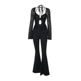 Plataz Autumn 2025 New Women's Clothing Temperament Long-Sleeved Lace-Back Jumpsuit DJPT
