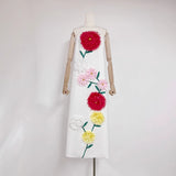 Plataz Large Flower Three-Dimensional Decoration Splicing 2025 New Solid Color Sling Skirt Loose Dress