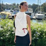 Plataz Women's Solid Color Hanging Neck With Large Bare Back Sexy Hot Girl Short Top DJPT