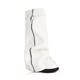 Plataz Cowboy Boots 2025 Autumn And Winter Single Buckle With Decorative Sleeves Pipe Boots Showing Thin High-Sleeve Knight Boots High Quality Shoes