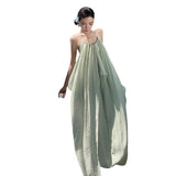 Plataz Windy Sexy Big Show Hanging Neck Hanging Neck Dress Seaside Holiday Style French Atmosphere Beach Fairy Dress