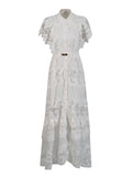 Plataz Temperament Fashion Elegant Style Dress 2025 New Collar Embroidery Sleeker Sleeker Summer New Long Dress Woman