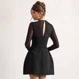 Plataz Women's Autumn Mesh Splicing Dew Skin Elegant Skirt DJPT