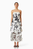Plataz New Flower Three-Dimensional Decoration Solid Color Tarnish Sleeveless Long Dress Woman